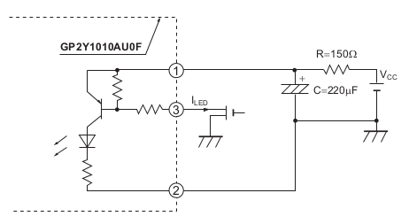 dust detector circuit diagram Vcc RC